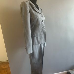 Anne Klein Wool Blend Pant Suit, Grey, Sz 0